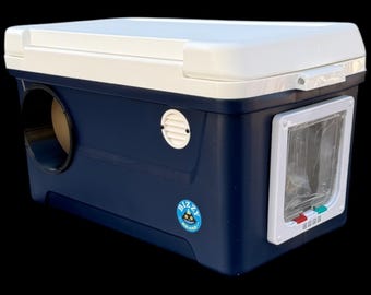 Insulated Outdoor Cat Shelter: 48 Qt, Dual Door, Feral Cat House - Handmade USA