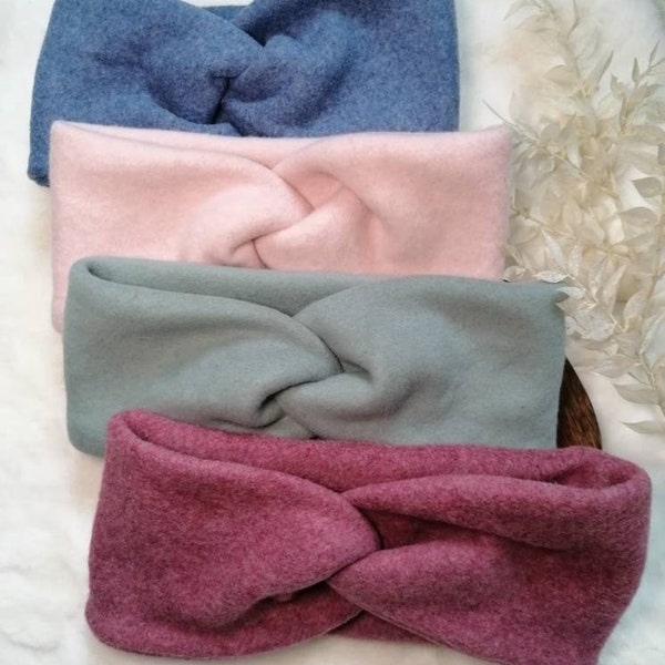 Hairband/headband women's organic cotton fleece various colors mint berry blue pink black anthracite