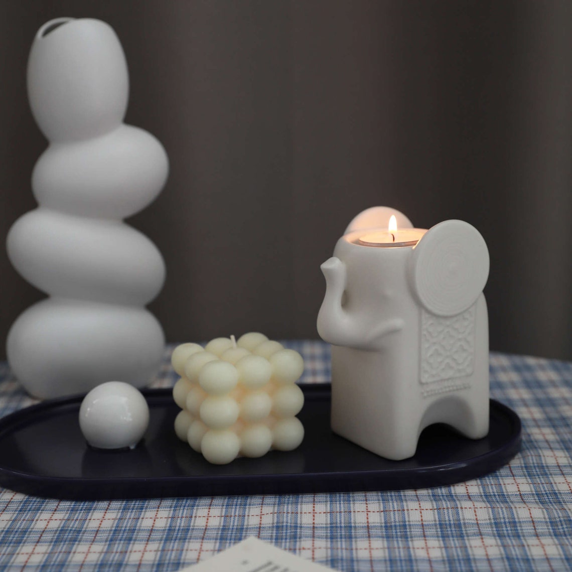 Baby Elephant Matte Ceramic Candle Holder candlestick pastoral Etsy