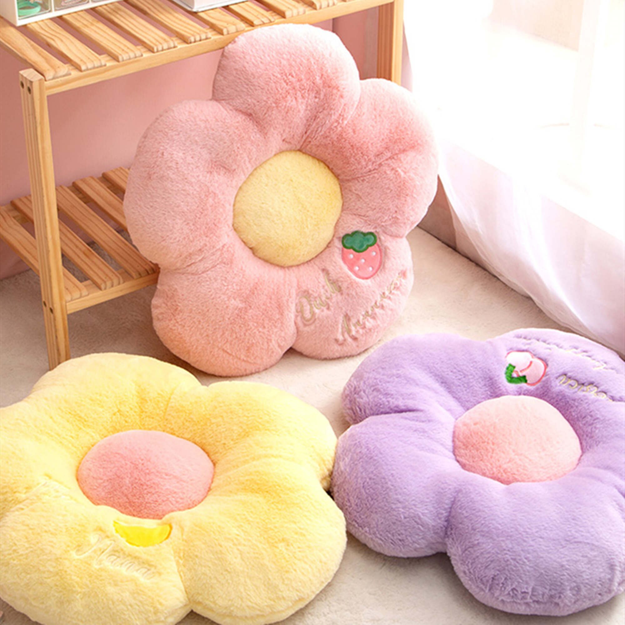 Presale Plush Flower Cushion Pillow Onesided Embroidery Etsy