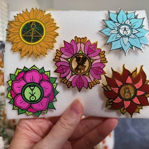 TOH Spell Blossoms (Ice Glyph, Fire Glyph, Plant Glyph, Light Glyph) & Lumity Blossom Hard Enamel Glitter Pins