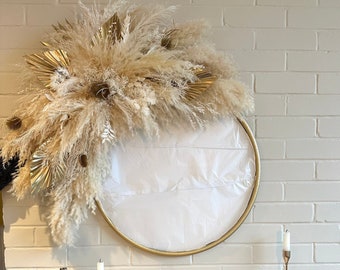 Gold or Silver Pampas Wall Decor | Pampas Mirror | Salon Decor | Dried Flower Wall Hanging | Pampas Arch | Pampas Swags