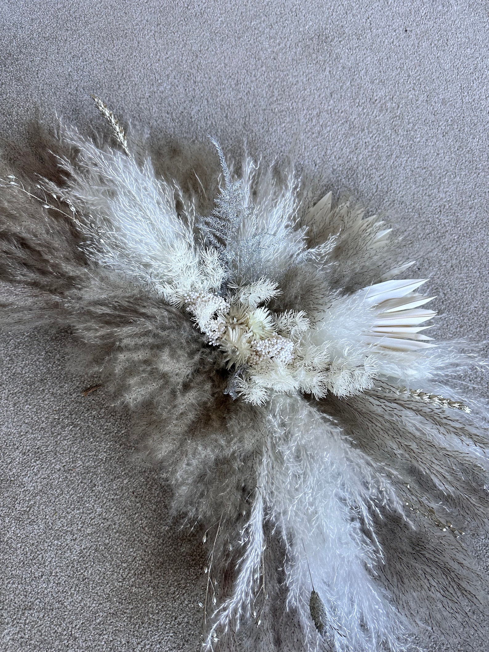 Pampas Mirror in Grey and White Pampas Wall Decor Large Etsy