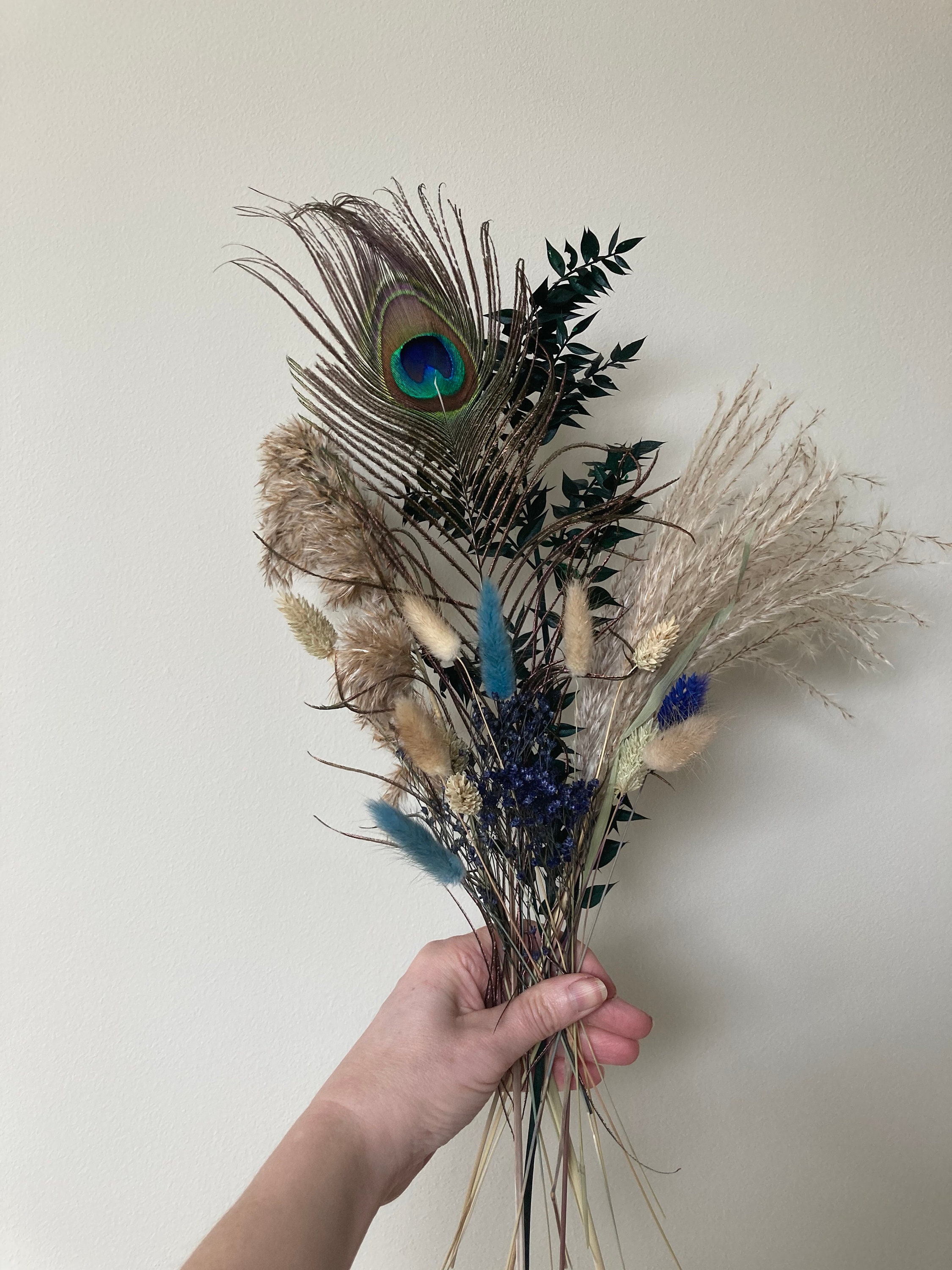 Mantel Decor :: Decorating with Pampas Grass and Peacock Feathers