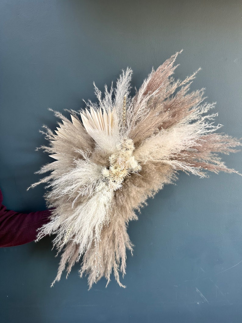 Pampas Mirror in Grey and White Pampas Wall Decor Large Etsy