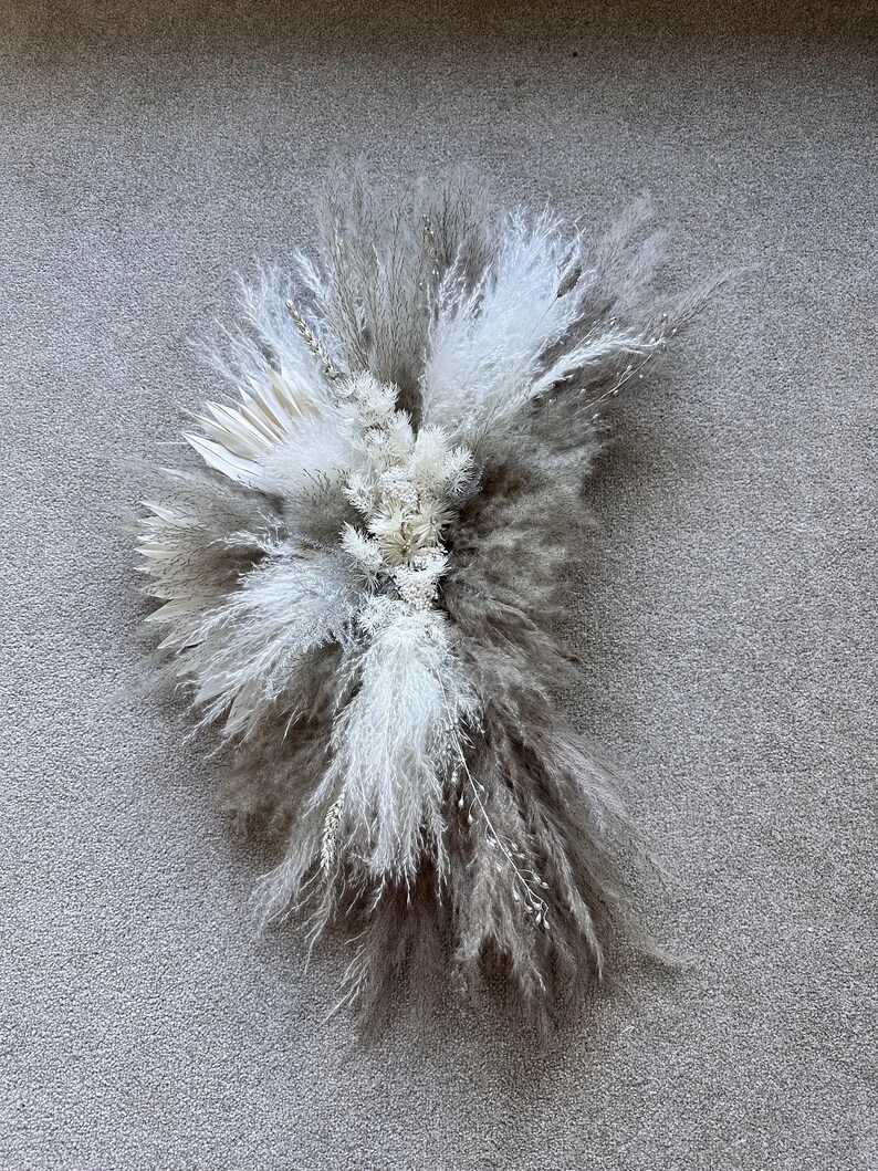 Pampas Mirror in Grey and White Pampas Wall Decor Large Etsy