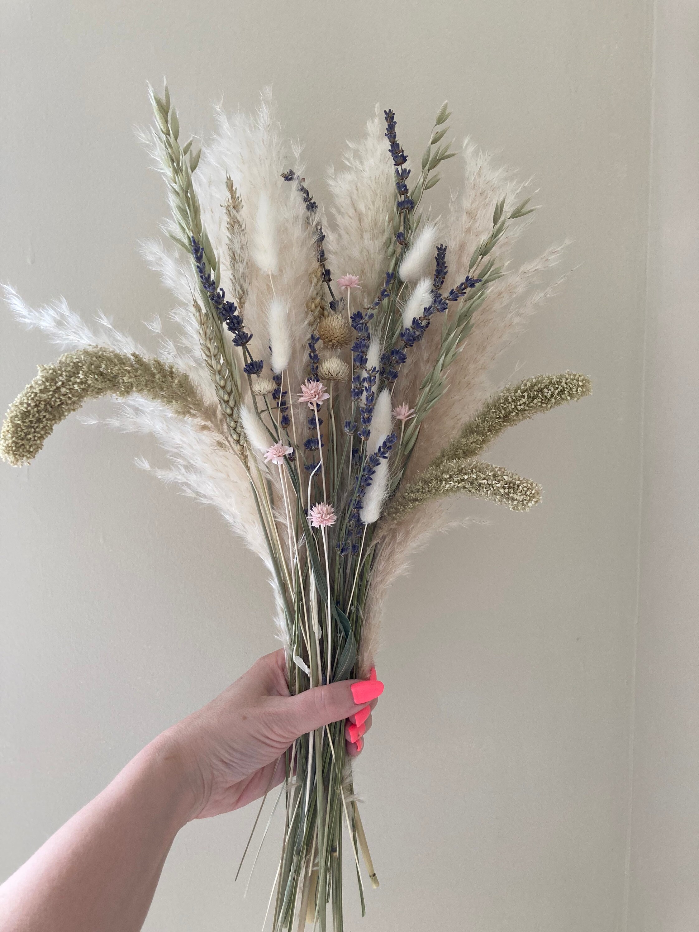 Pampas grass bouquet with Lavender Dried flower bouquet with Etsy