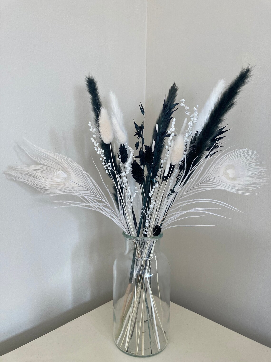 Pampas and vase bouquet monochrome pampas grass uk Etsy