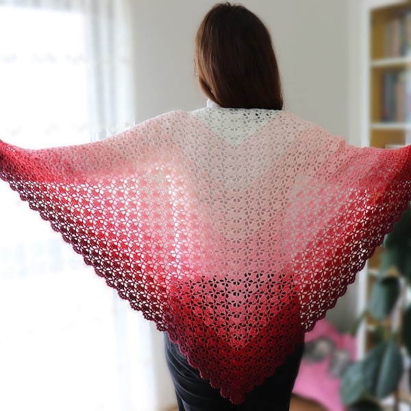 Gehaakte elegante driehoekige sjaal geschreven patroon | Sirin's haak | Direct PDF-download