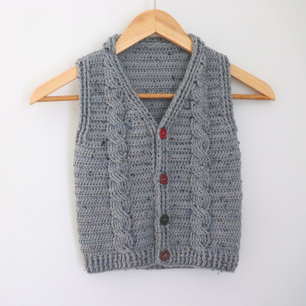 Crochet Cable Child Vest Written Pattern | Sirin's Crochet | Instant PDF Download