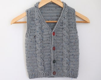 Crochet Cable Child Vest Written Pattern | Sirin's Crochet | Instant PDF Download
