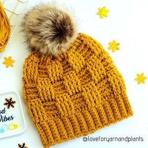 Patrón escrito de gorro de tejido de cesta de ganchillo / Ganchillo de Sirin / Descarga instantánea de PDF