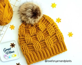 Häkeln Basket Weave Beanie Mütze Geschrieben Muster | Sirin's Crochet | Sofortiger PDF Download