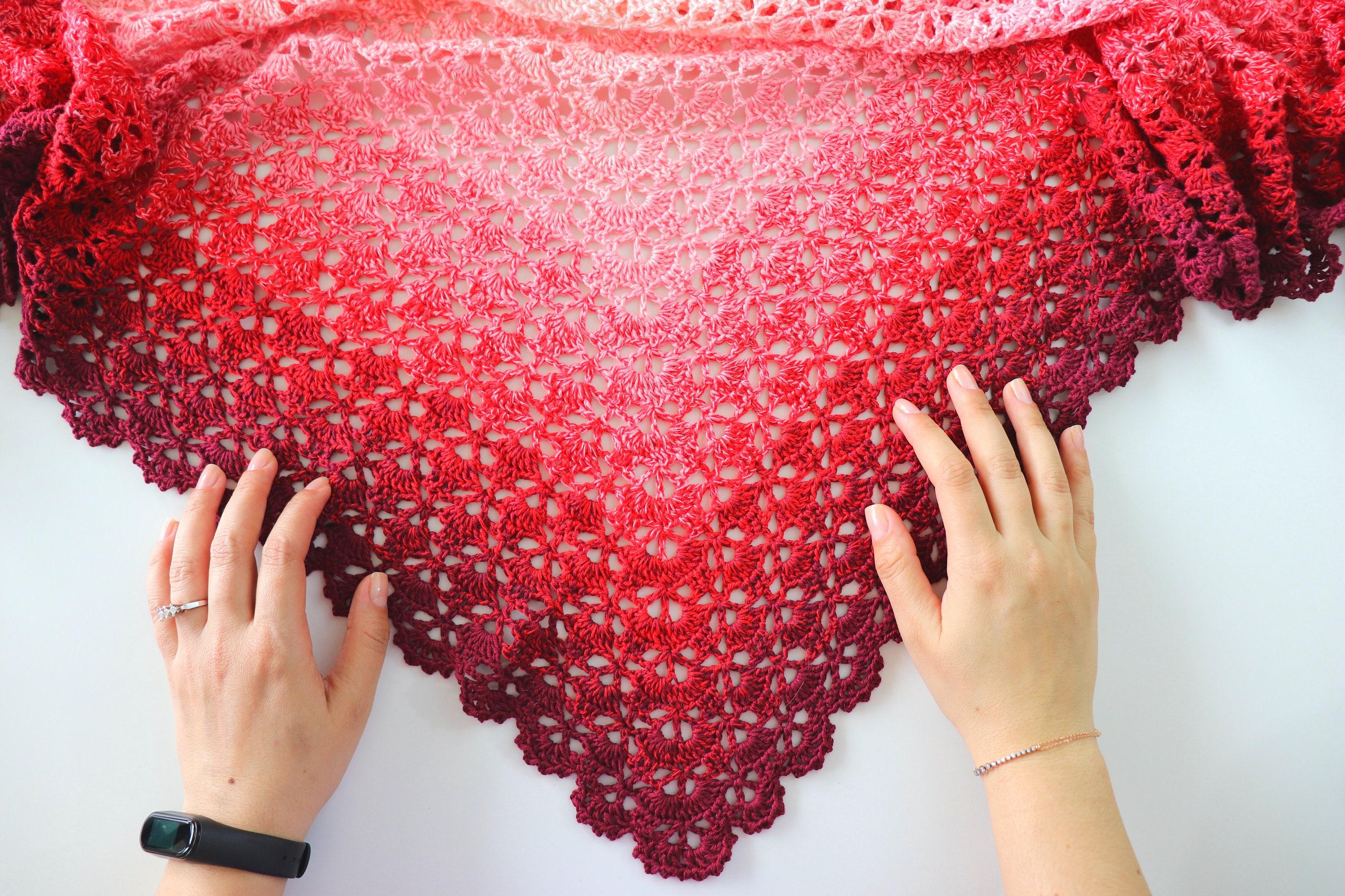 Crochet Elegant Triangle Shawl Written Pattern Sirin's - Etsy