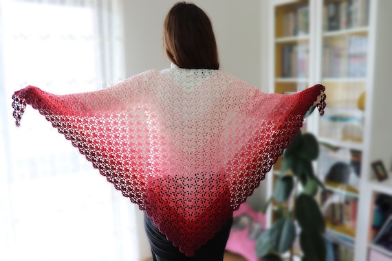 Crochet Elegant Triangle Shawl Written Pattern Sirin S Etsy Crochet Elegant Triangle Shawl Written Pattern Sirin S Etsy