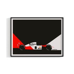 May include: A black and white illustration of a red, white, and black race car with the words "Marlboro", "Honda", "Shell", and "Goodyear" on it.