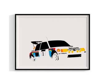 1985 Peugeot 205 T16 Group B Rally  Ari Vatanen Timo Salonen Juha Kankkunen Art Poster Print