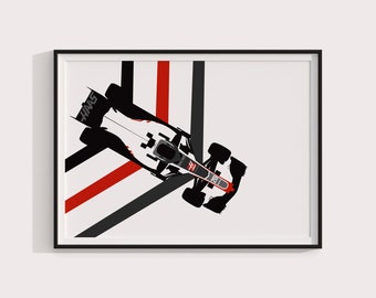 2018 HAAS VF18 F1  Romain Grosjean Kevin Magnussen Art Poster Print