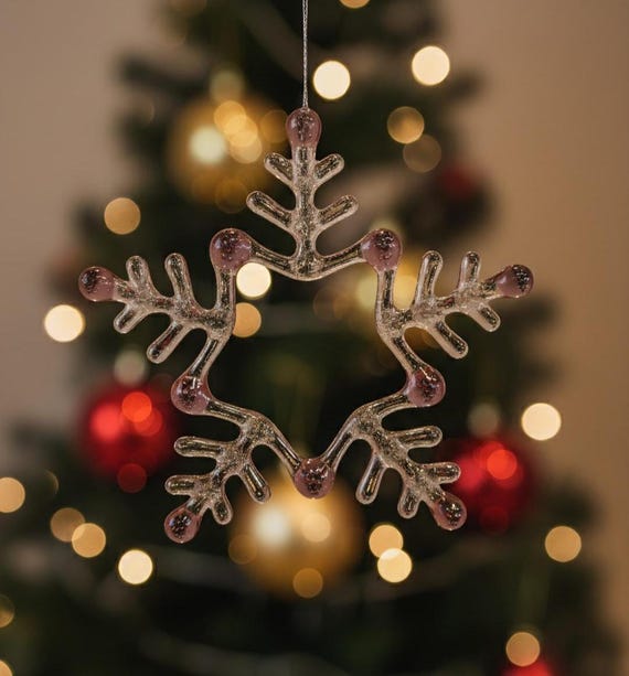 Fused Glass snowflake - Small Hanging Decoration - Festive gift