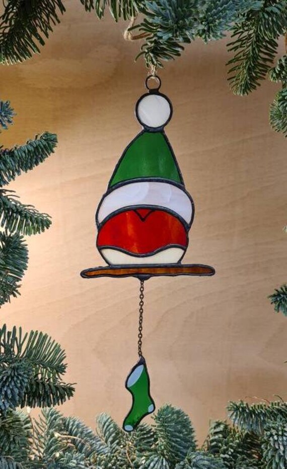 Christmas Robin stained glass. Robinson Junior. Festive gift