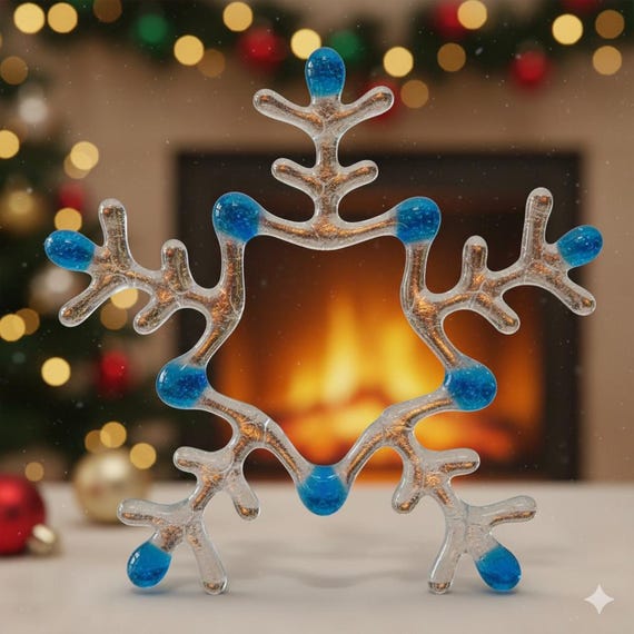 Fused Glass snowflake - Small Hanging Decoration - Festive gift
