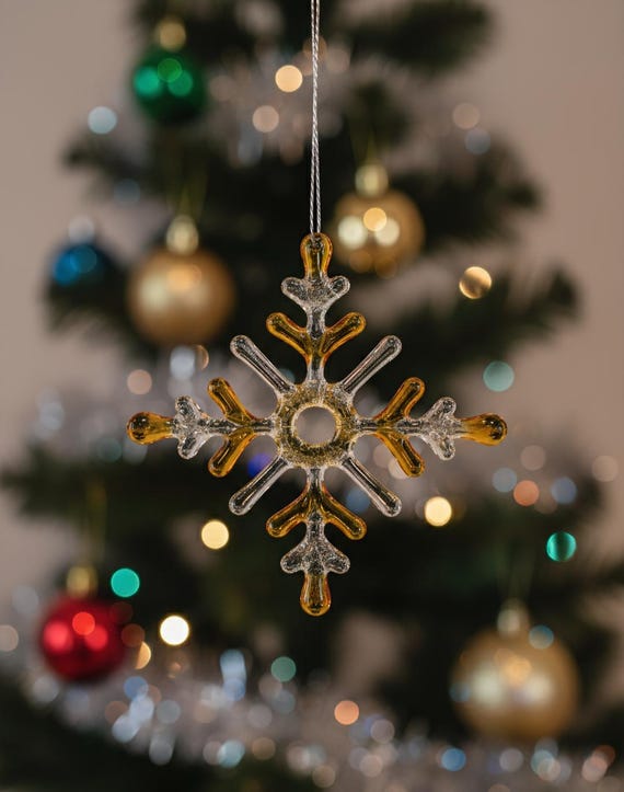 Fused Glass snowflake - Small Hanging Decoration - Festive gift