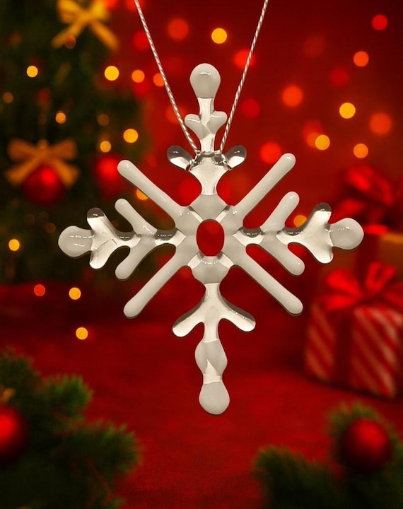 Fused Glass snowflake - Small Hanging Decoration - Festive gift