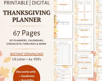 Printable Thanksgiving Binder Menu Planner Digital Thanksgiving Check List Party Organizer Turkey Day Planner Fall Hosting Decor Planner