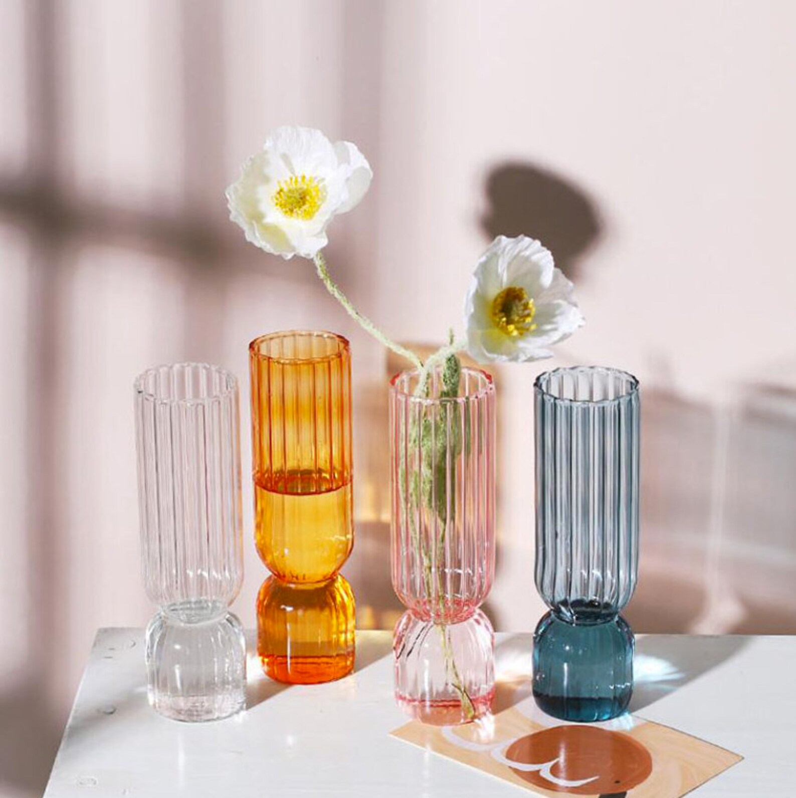 Small Glass Vases for Flower Arrangements Vintage Look Glass Etsy