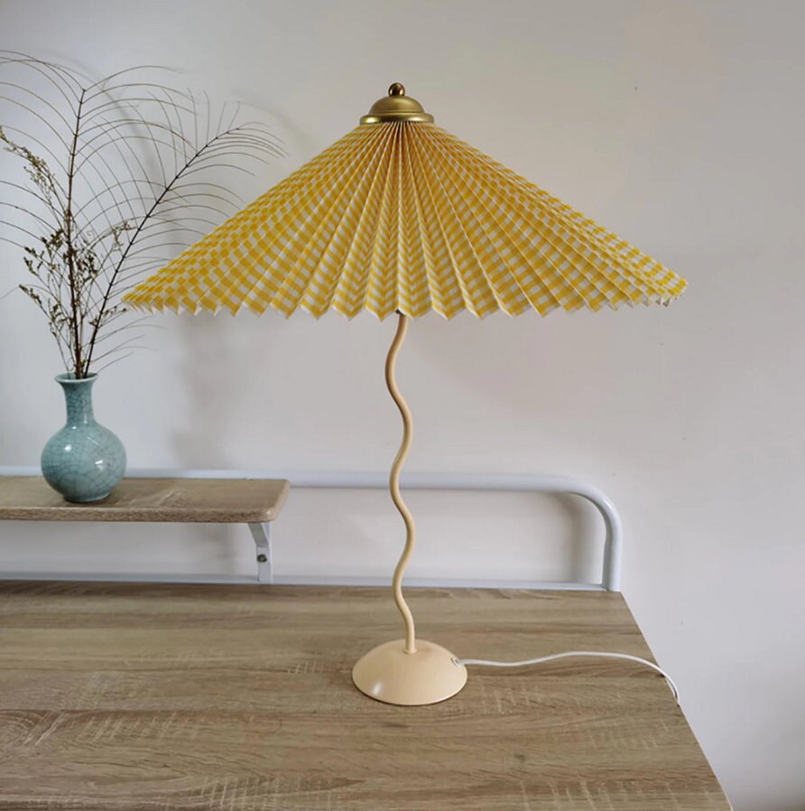 Minimalist Nordic Umbrella Small Table Lamp Pleated Fold Etsy