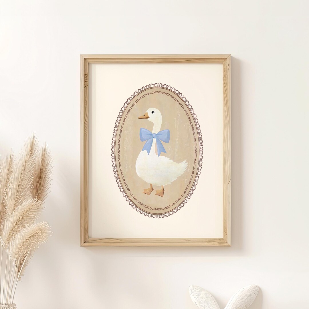 Silly Goose Wall Art | Beige Nursery Baby Decor | Cute Goose Print ...