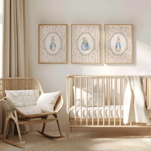 Láminas infantiles de Peter Rabbit / Láminas estilo cottagecore / Decoración para habitación de bebé / Arte vintage de Peter Rabbit / Beatrix Potter / Arte grandmillennial