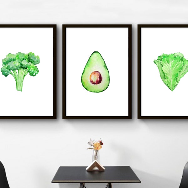 Kitchen Wall Decor | Watercolor vegetable Wall Art | Greenery Wall Art | Kitchen Printable Set | Healthy Fresh Prints Set Instant Download