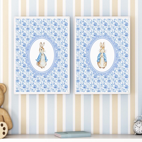 ピーターラビットの水彩画保育園プリント | シノワズリ風ベビー