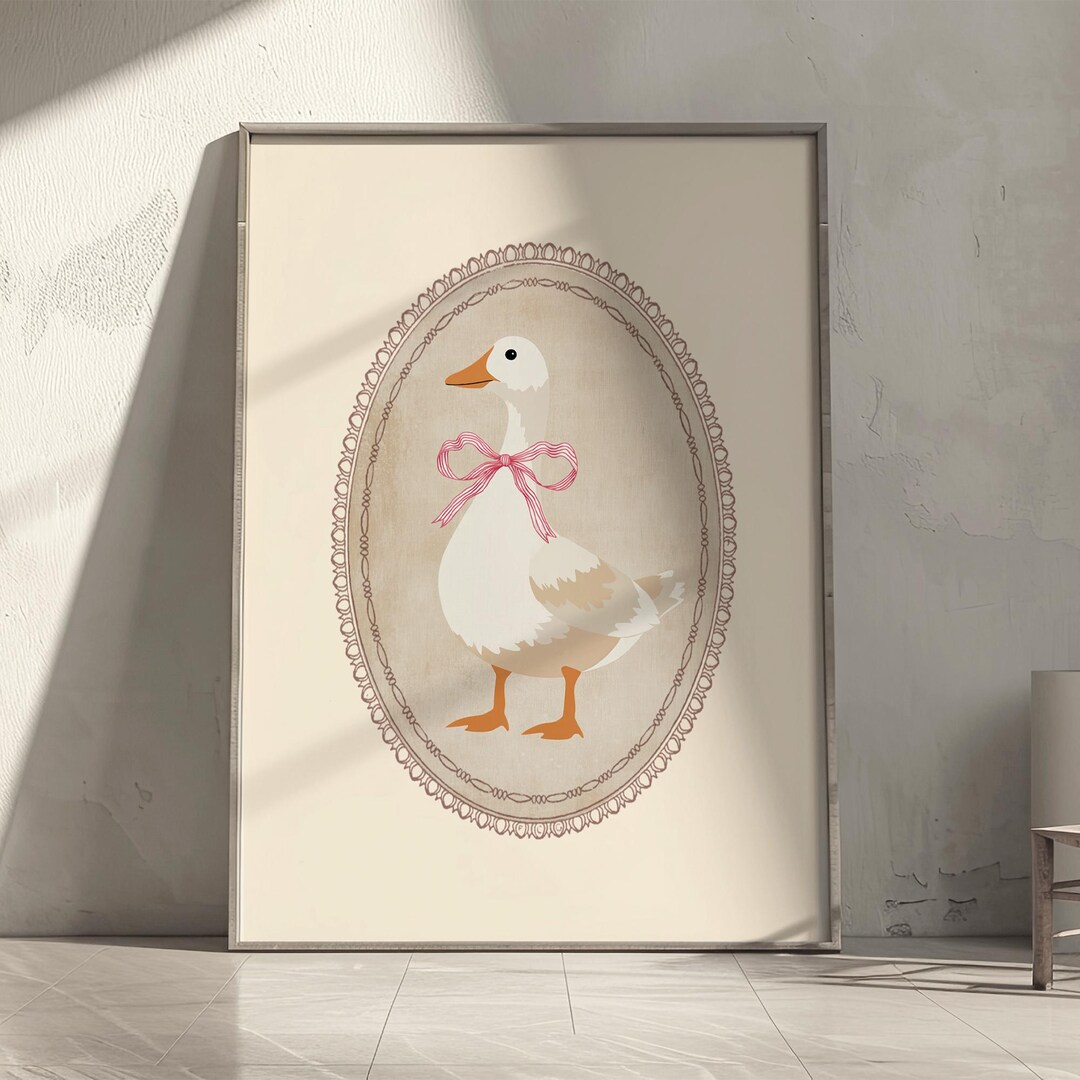Silly Goose Wall Art | Beige Nursery Baby Decor | Cute Goose Print ...