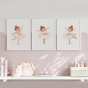 Ballerina Prints Set Of 3 | Girls Bedroom Watercolor Baby Ballerina Wall Art | Nursery Wall Art | Ballet Dancer prints | Little Ballerina