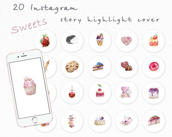 Watercolor bakery instagram highlight icons, sweet instagram story covers, instagram icons, instagram highlights, instagram sticker