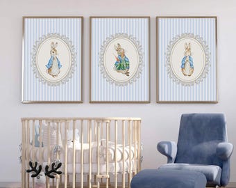 Peter Rabbit Nursery Prints | Cottagecore print |  Nursery baby room Decor | Vintage Peter Rabbit Art | Beatrix Potter | Grandmillennial art