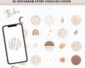 Instagram Story Highlight Icons Boho Covers | Beige Highlight | Aesthetic Highlight Icons | Insta Story Covers | Instagram Highlight Covers