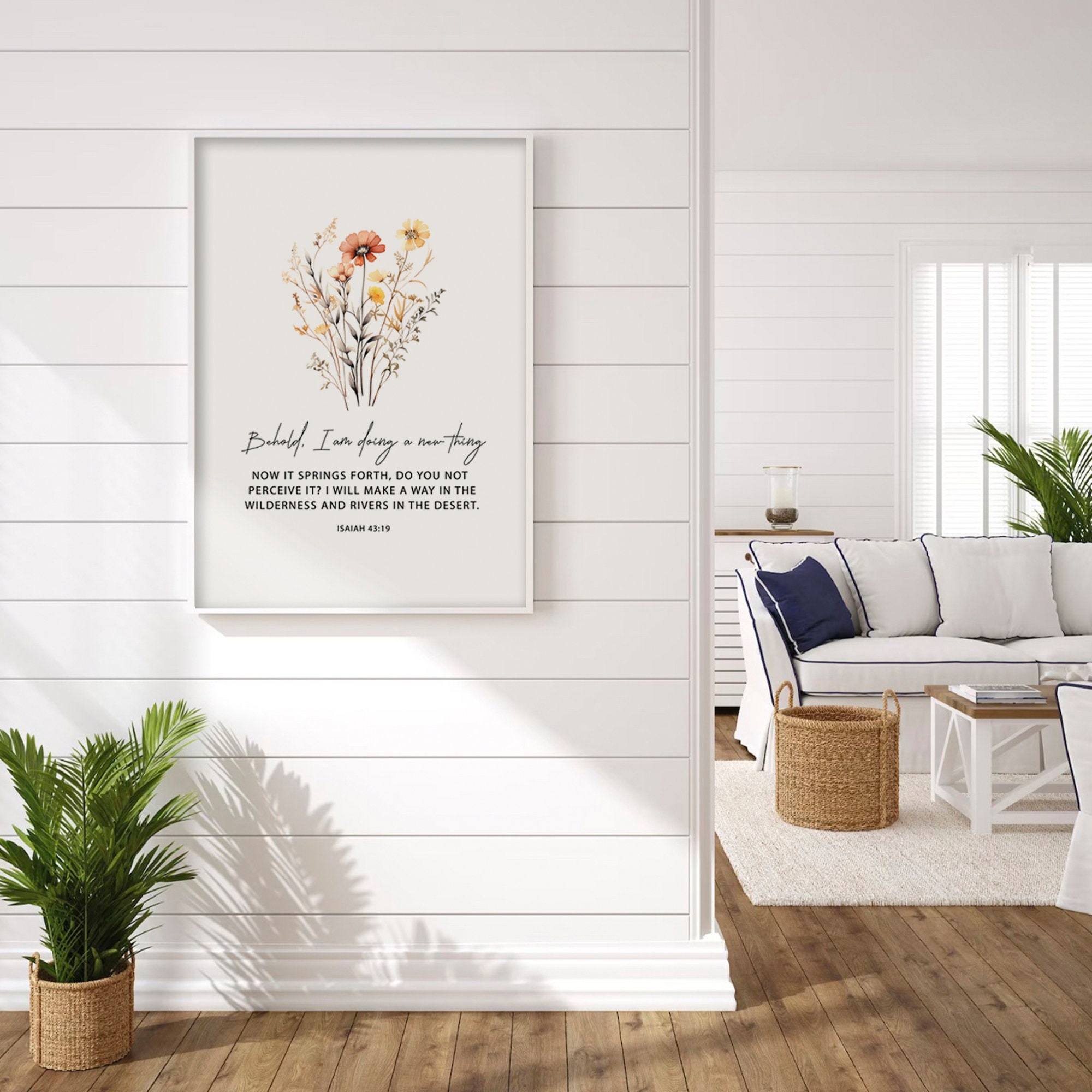 Christian Set of 3 Bible Verse Wall Art Prints | Botanical Scripture ...