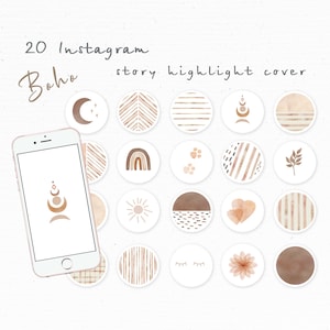 Instagram Story Highlight Icons Boho Covers | Beige Highlight | Aesthetic Highlight Icons | Insta Story Covers | Instagram Highlight Covers