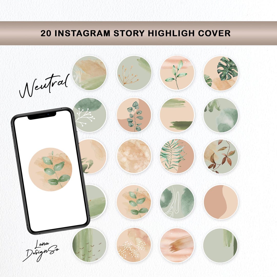 Watercolor Boho Neutral Instagram Story Highlight Covers, Sage Green ...