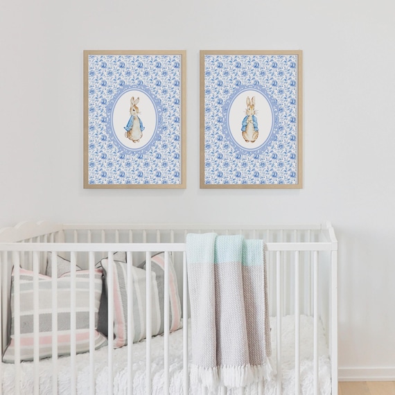 ピーターラビットの水彩画保育園プリント | シノワズリ風ベビー