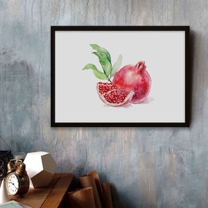 Pomegranate Wall Art Print | Printable Kitchen Wall Art | Watercolor Pomegranate Wall Decor | Fruit Art Print | Home decor print | Food art