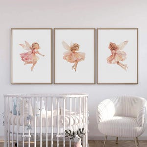 Fairy Princess Set of 3 prints | Girls Bedroom Watercolor Fairy Wall Art | Fairy Nursery Wall Art | Enchanted Fairy prints | Whimsical Art