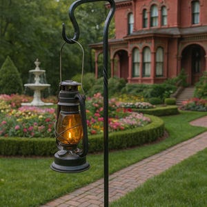 Hand Forged 5ft Shepherd’s Hook – Heavy Duty Iron Lantern & Plant Holder, Rustic Blacksmith Made