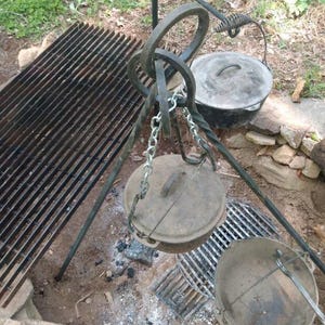 XL heavy duty forged camp cooking tripod holds OVER 95 POUNDS! seen on tv's , fallout, dinner: impossible image 8