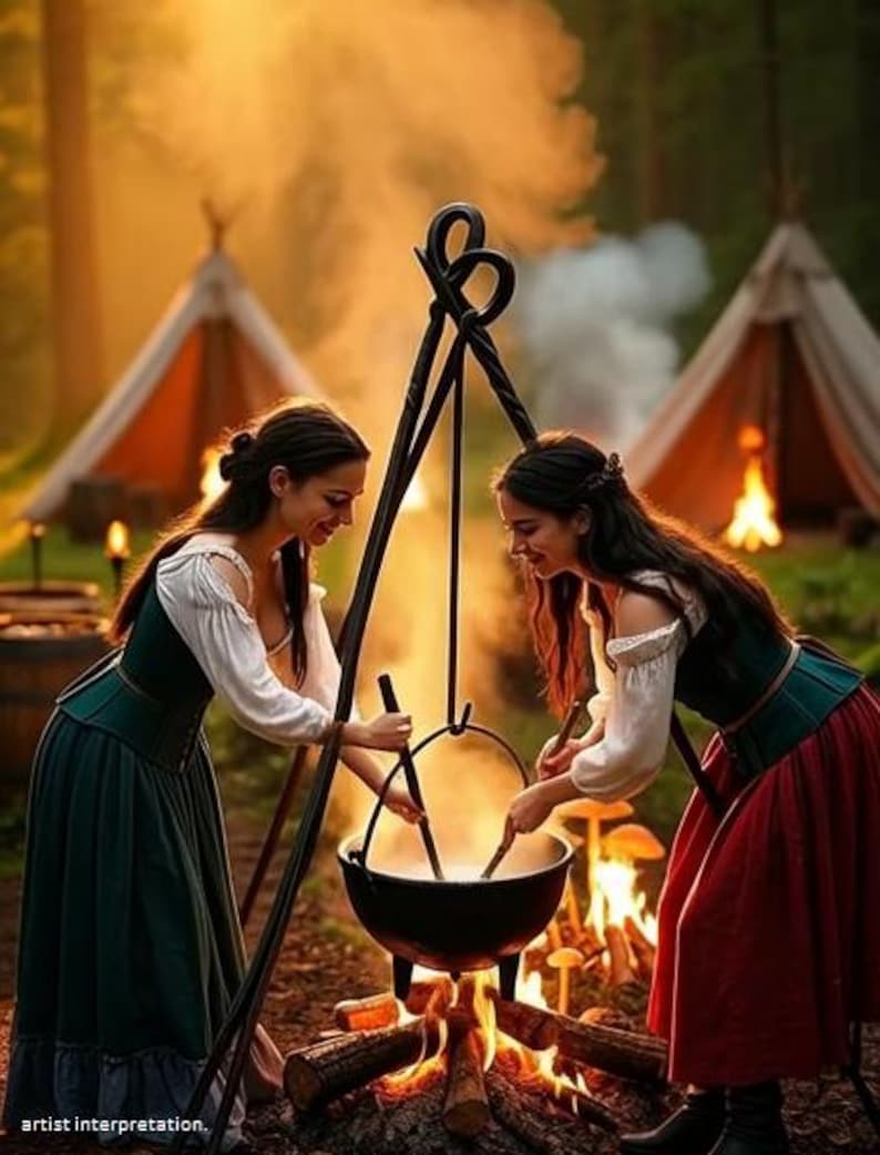 XL heavy duty forged camp cooking tripod holds OVER 95 POUNDS! seen on tv's , fallout, dinner: impossible image 1