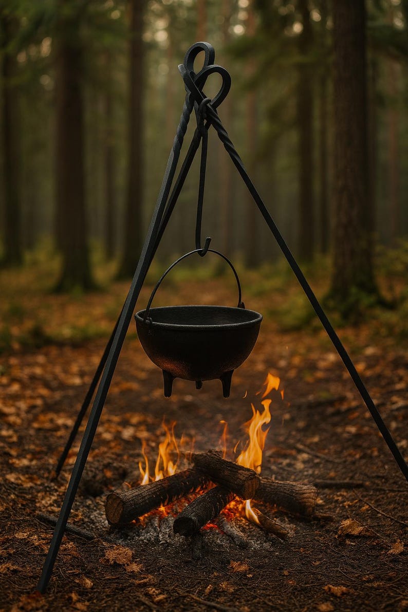 XL heavy duty forged camp cooking tripod holds OVER 95 POUNDS! seen on tv's , fallout, dinner: impossible image 2