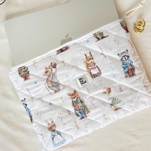 Animals Laptop Sleeve, Quilted iPad Tablet Bag, Handmade Macbook Case